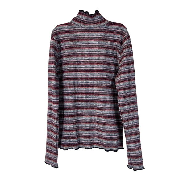 Girls’ Striped Mock Neck Long Sleeve Shirt – Size Large 10/12 – NWT - Picture 2 of 5